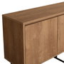 Hanah Home Consola Moderna-Industrial Nogal y Negro, Mueble con 3 Cajones y Estantes, Tablero Melamina 18mm, Patas Metálicas, Ancho 140cm Alto 72cm Fondo 36cm